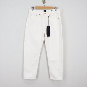 NWT Edwin Hana Classic Straight Crop Button-Fly Denim Jean White Noise Size 30